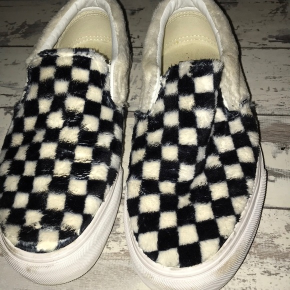 furry checkered vans
